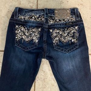 MISS ME | Bedazzled Dark Wash Bootcut Jeans Mid Rise Size 26